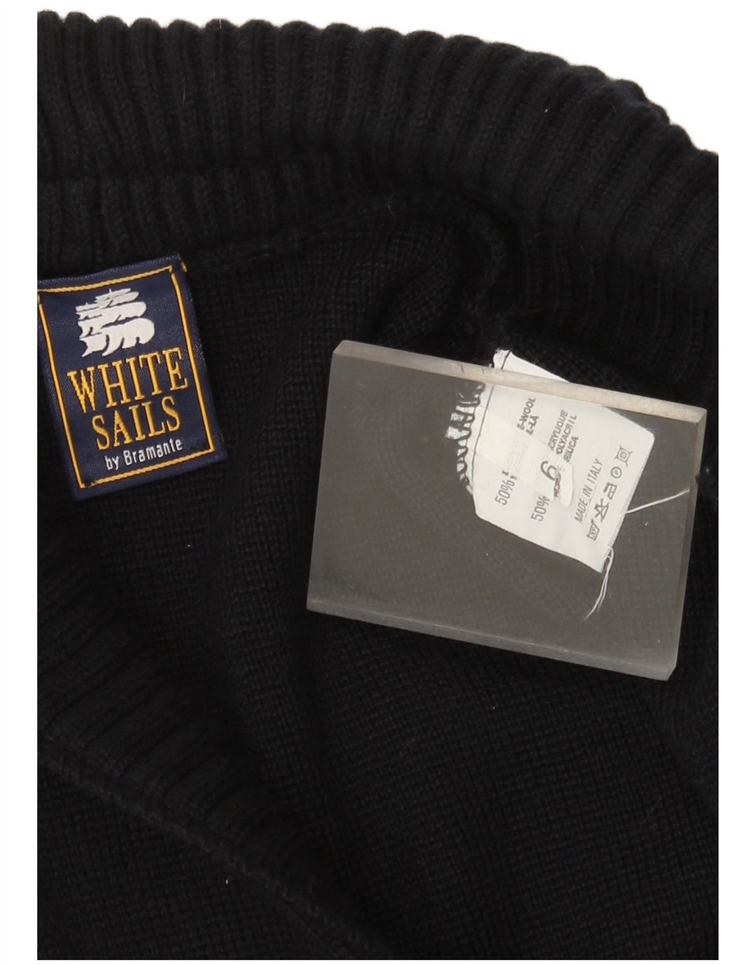 Suéter cardigã masculino oversized White Sails US 6 lã azul marinho médio