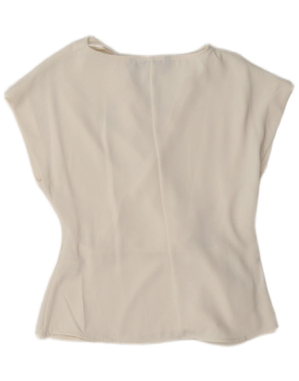 Blusa feminina Zara Top UK 10 pequeno poliéster branco