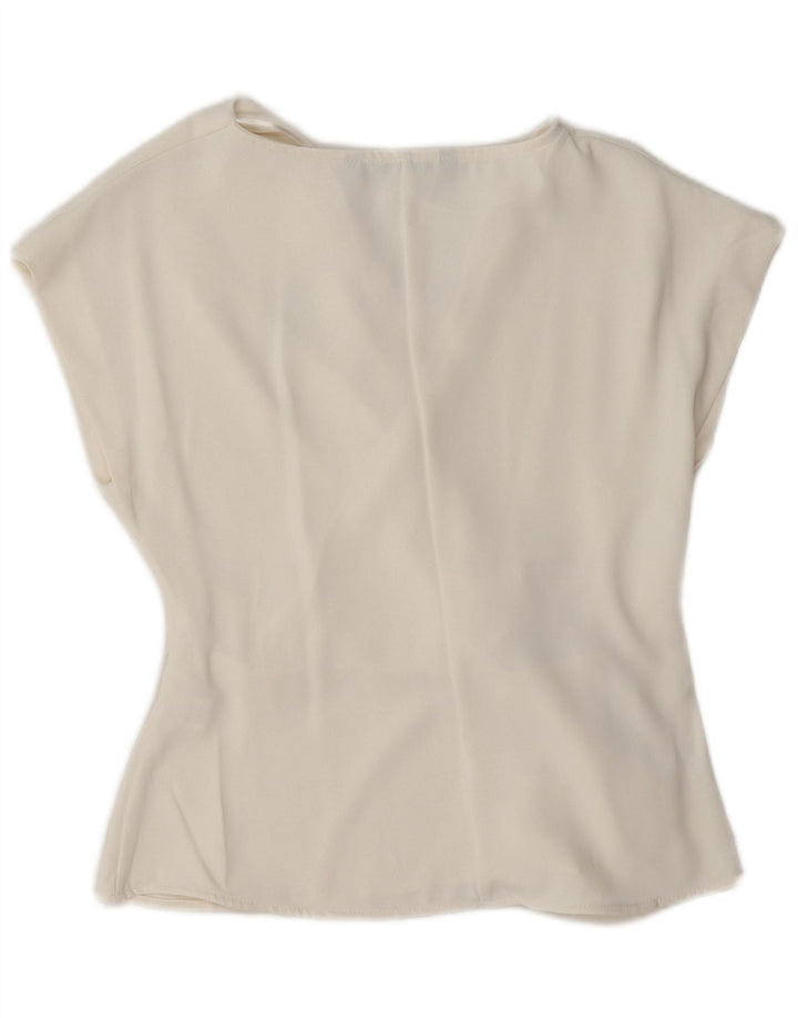 Blusa feminina Zara Top UK 10 pequeno poliéster branco