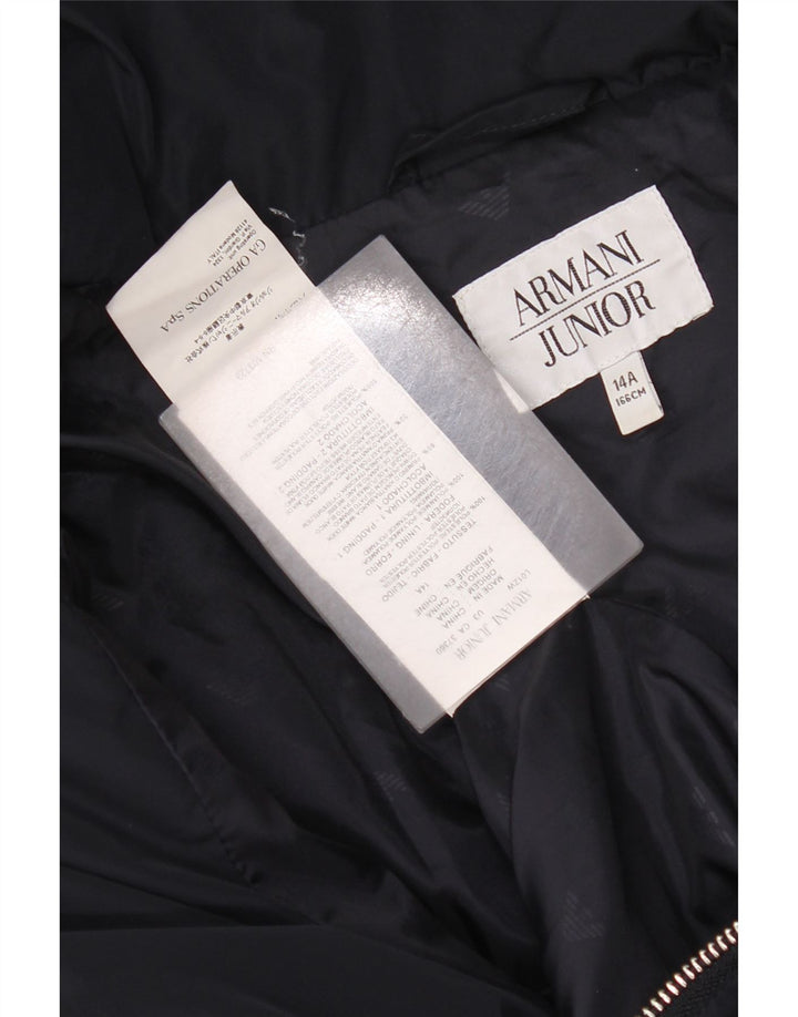 Casaco acolchoado com capuz para meninas Armani Junior 13-14 anos azul marinho poliéster