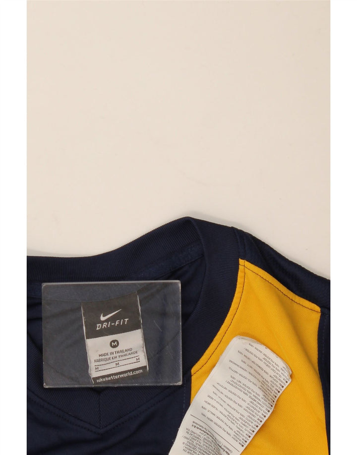 Top gráfico masculino NIKE Dri Fit manga comprida médio azul marinho colorblock