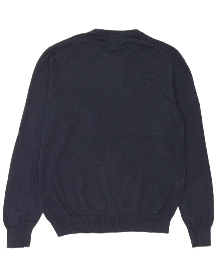 Suéter masculino John Lewis com gola redonda, algodão azul marinho médio