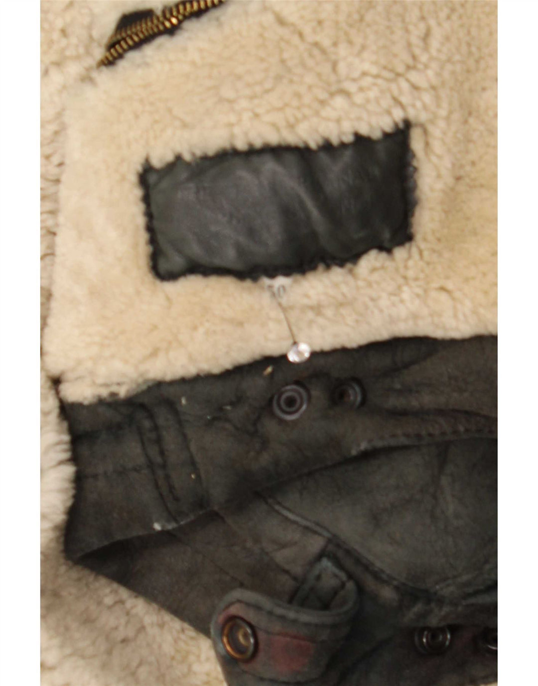 Jaqueta masculina vintage shearling IT 50 grande preta