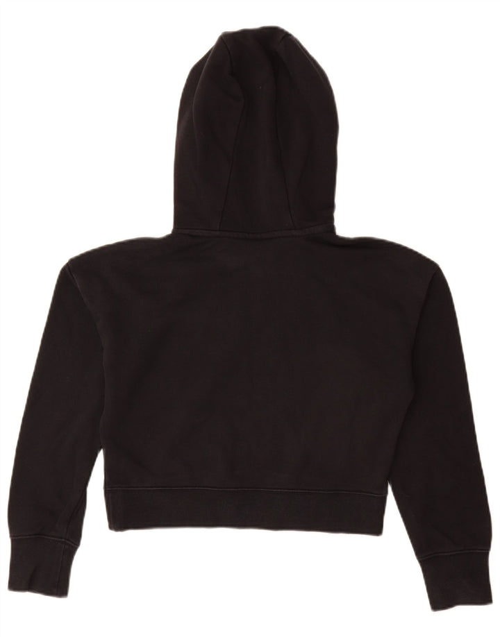 NIKE Girls Crop Graphic Hoodie Jumper 12-13 Anos Grande Algodão Preto