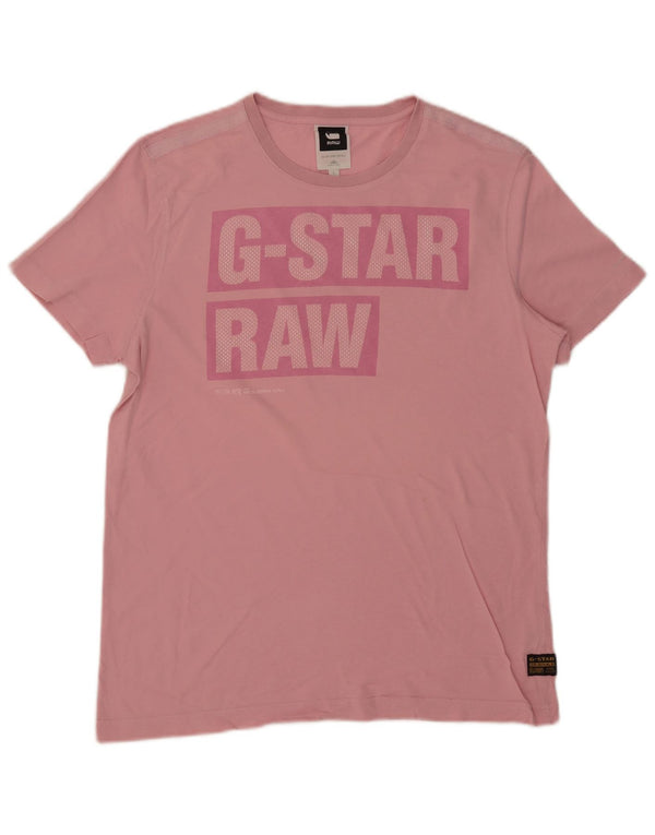 Camiseta gráfica masculina G-Star Top grande de algodão rosa