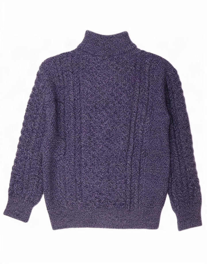 Suéter masculino original Aran CO. com zíper e gola grande azul marinho salpicado