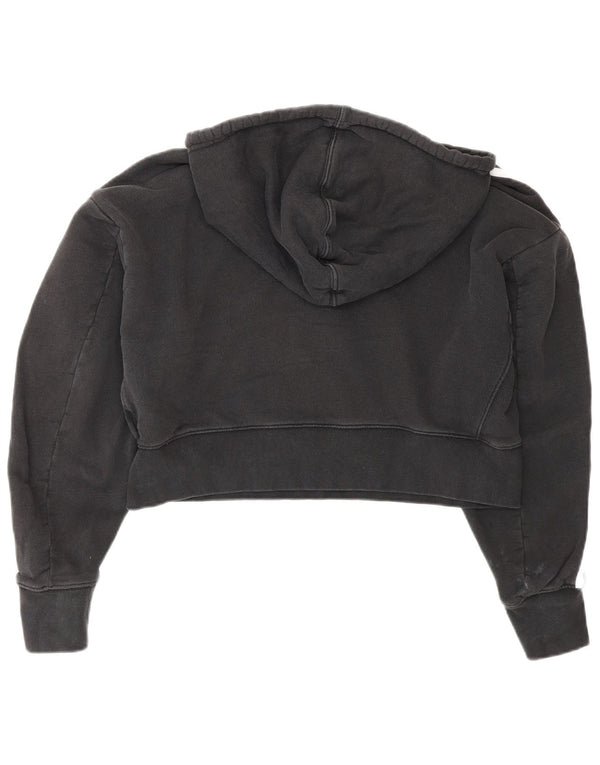 Adidas Womens Crop Oversized Hoodie Jumper Reino Unido 8 Pequeno Algodão Preto