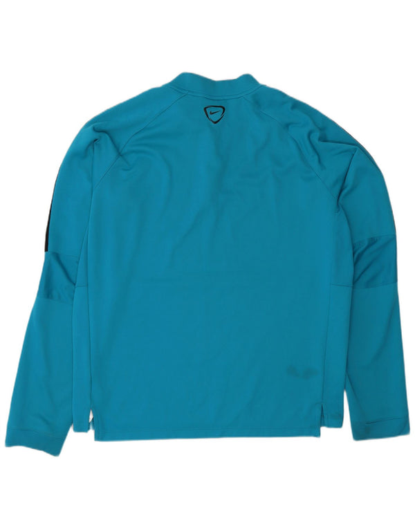 Nike Mens Dri Fit Zip Neck Pullover Treino Top XL Azul Colourblock