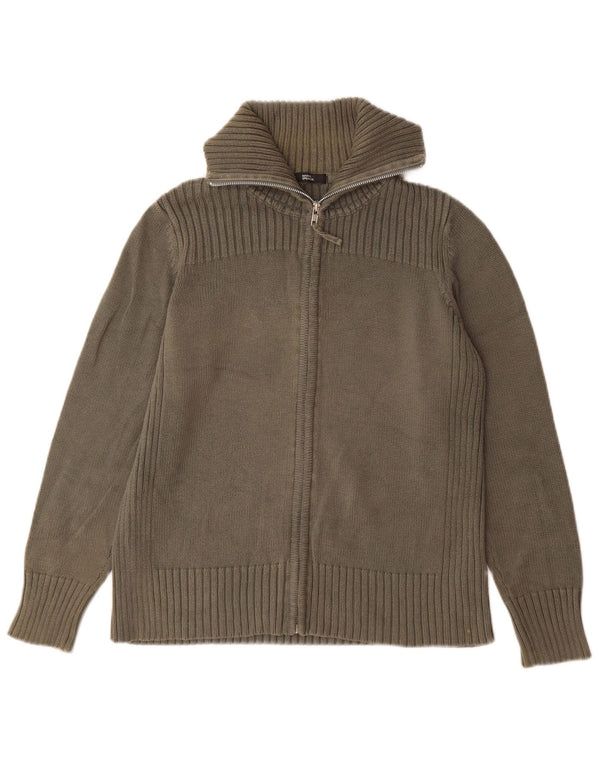 Suéter cardigã feminino Marks & Spencer UK 18 XL algodão cáqui