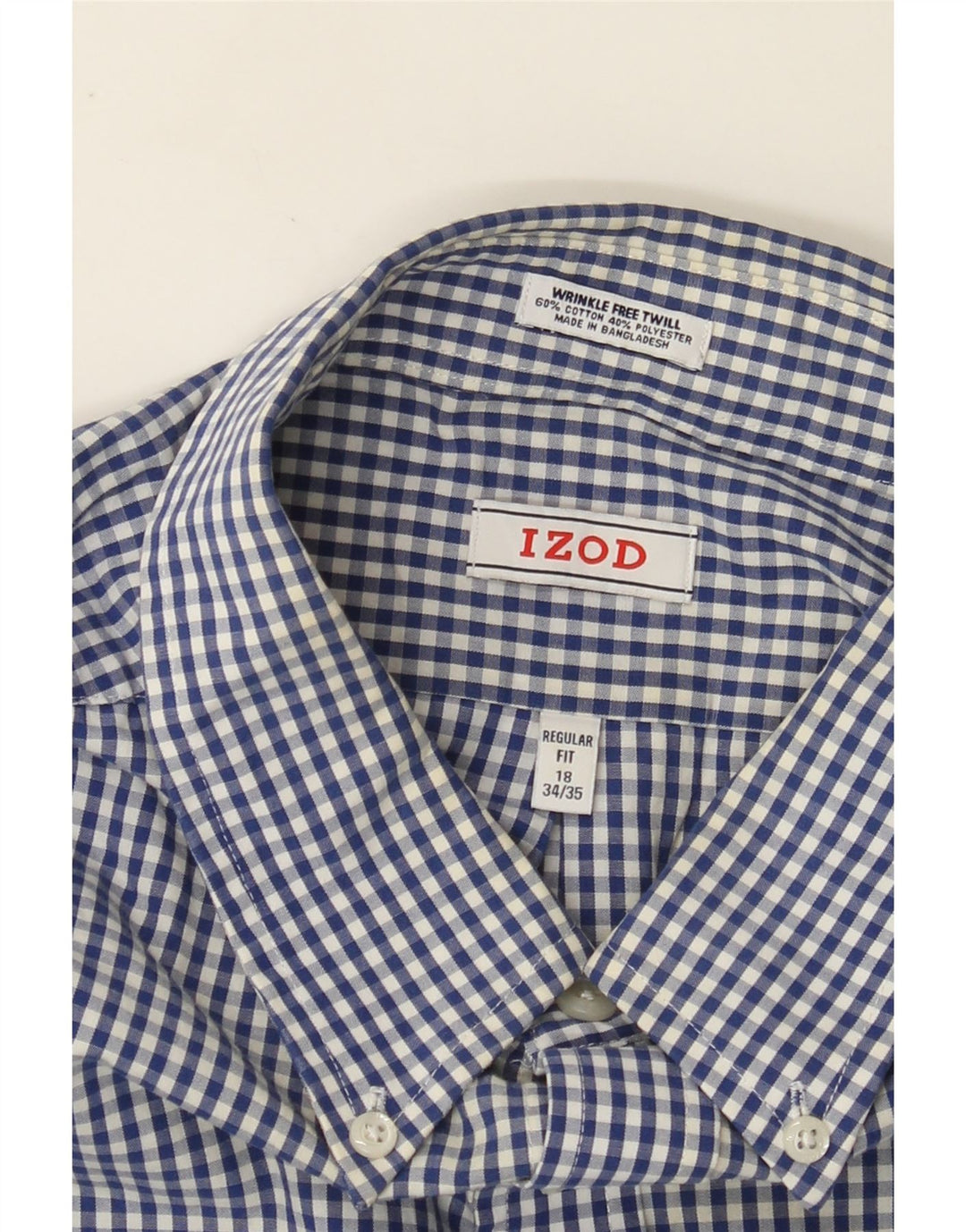Camisa masculina IZOD de ajuste regular tamanho 18 2XL algodão guingão azul