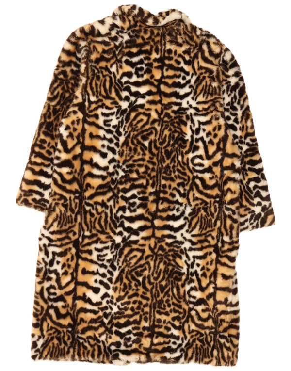 Sobretudo feminino vintage de pele sintética oversized IT 44 estampa animal marrom médio
