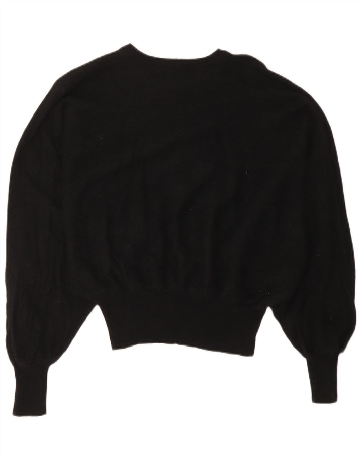 Suéter feminino vintage com gola redonda e batwing Reino Unido 14 médio preto