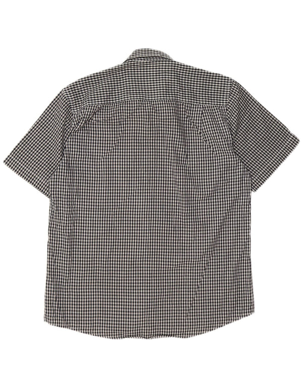 Pierre Cardin Mens Short Sleeve Regular Fit Shirt XL Black Gingham