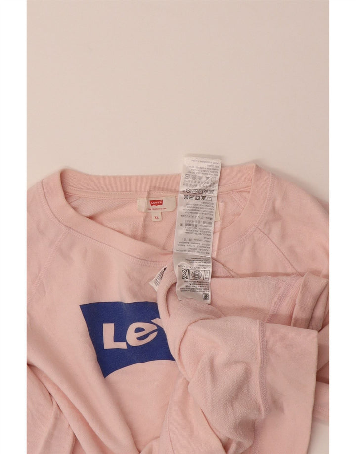 LEVI'S Womens Graphic Sweatshirt Jumper UK 18 XL Pink Cotton Vintage Levi's and Second-Hand Levi's from Messina Hembry 