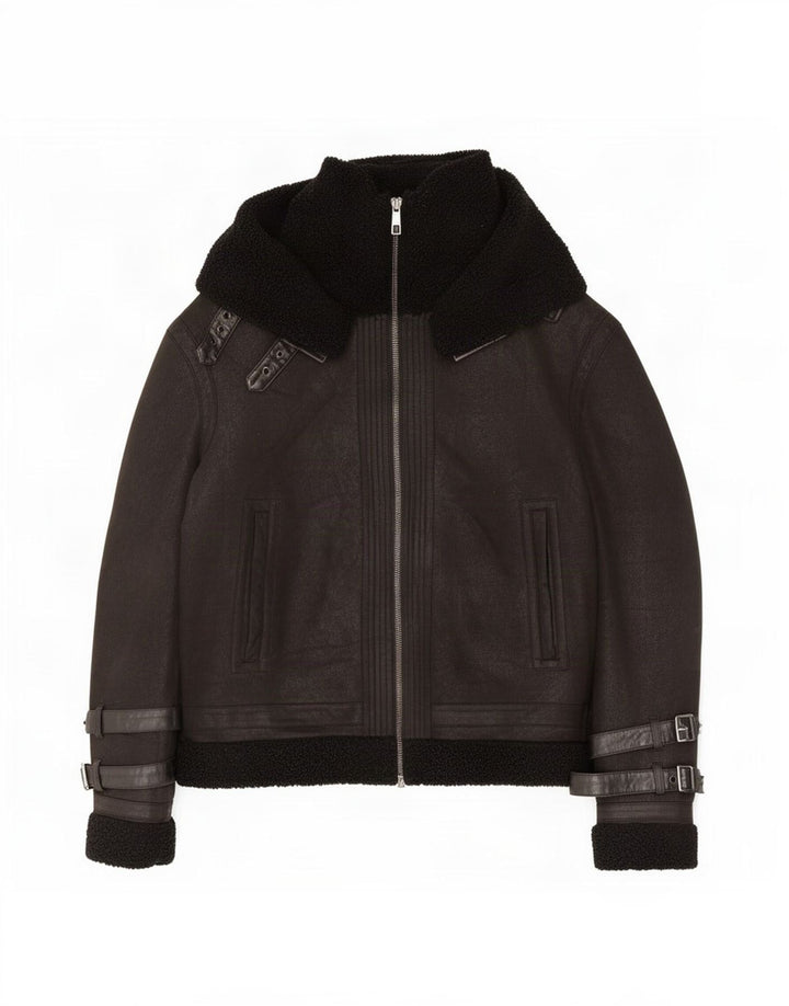 Zara Jaqueta Sherpa Masculina UK 42 XL Poliéster Preto