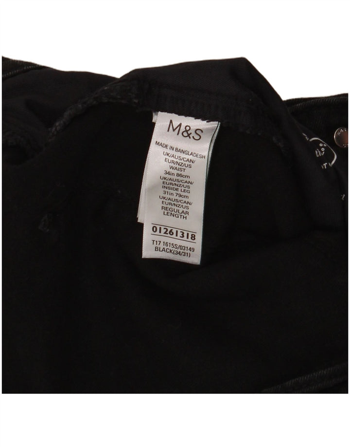 Marks & Spencer Mens Jeans Slim W34 L31 Algodão Preto