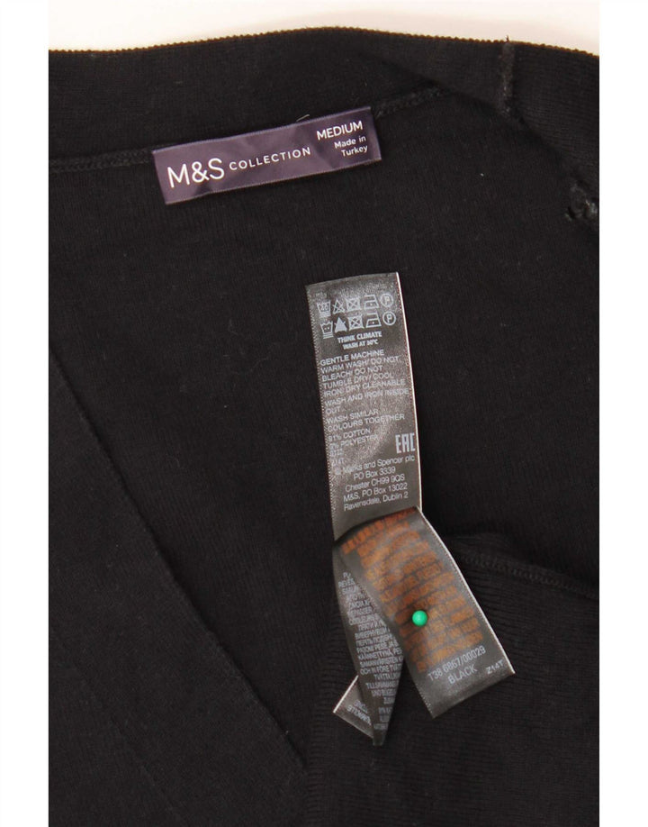 Suéter cardigã feminino sem mangas Marks & Spencer Reino Unido 14 médio preto