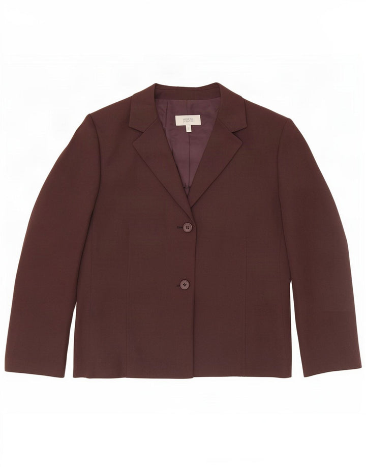 Jaqueta blazer feminina de 2 botões Marks & Spencer Reino Unido 16 grande poliéster marrom
