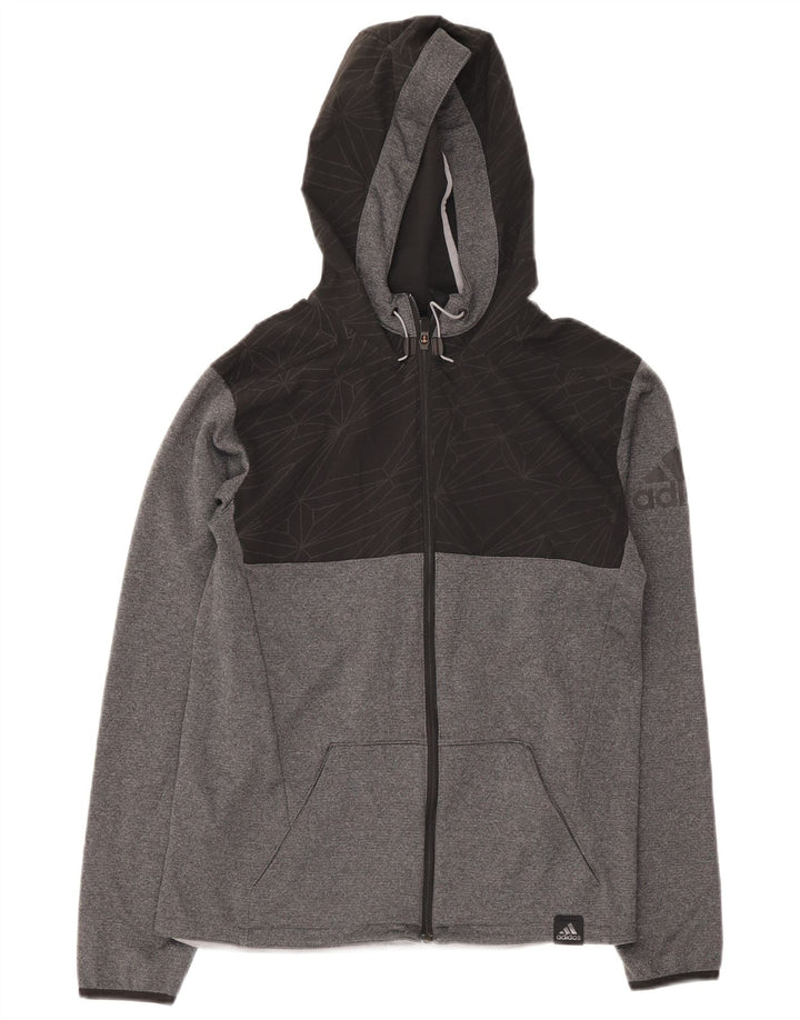 Adidas Mens Graphic Hooded Tracksuit Top Jaqueta Pequena Cinza Colorblock