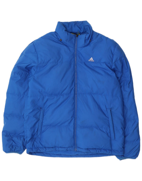 Jaqueta acolchoada masculina Adidas UK 38 poliéster azul médio