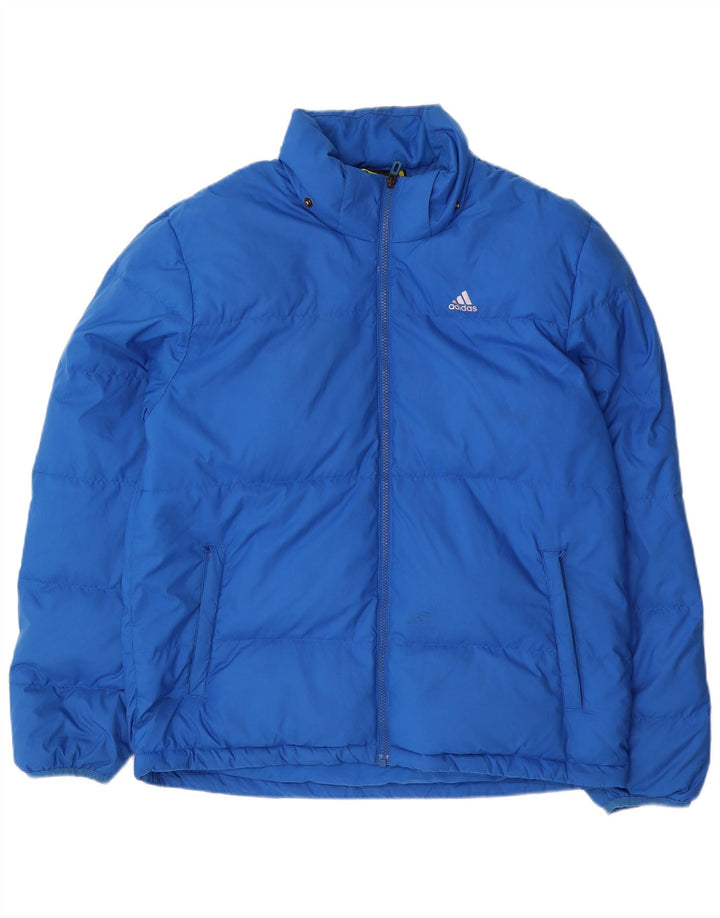 Jaqueta acolchoada masculina Adidas UK 38 poliéster azul médio