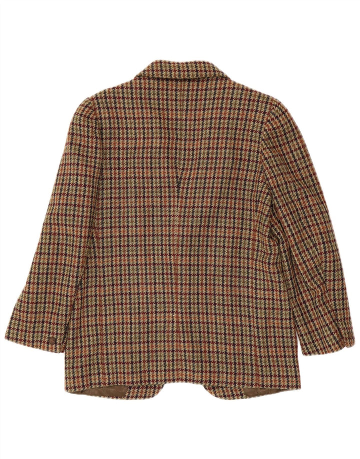 Jaqueta blazer feminina vintage com 1 botão IT 42 lã houndstooth marrom médio