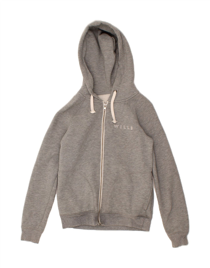 JACK WILLS Womens Zip Hoodie Sweater UK 6 XS Grey Cotton Vintage Jack Wills and Second-Hand Jack Wills from Messina Hembry 