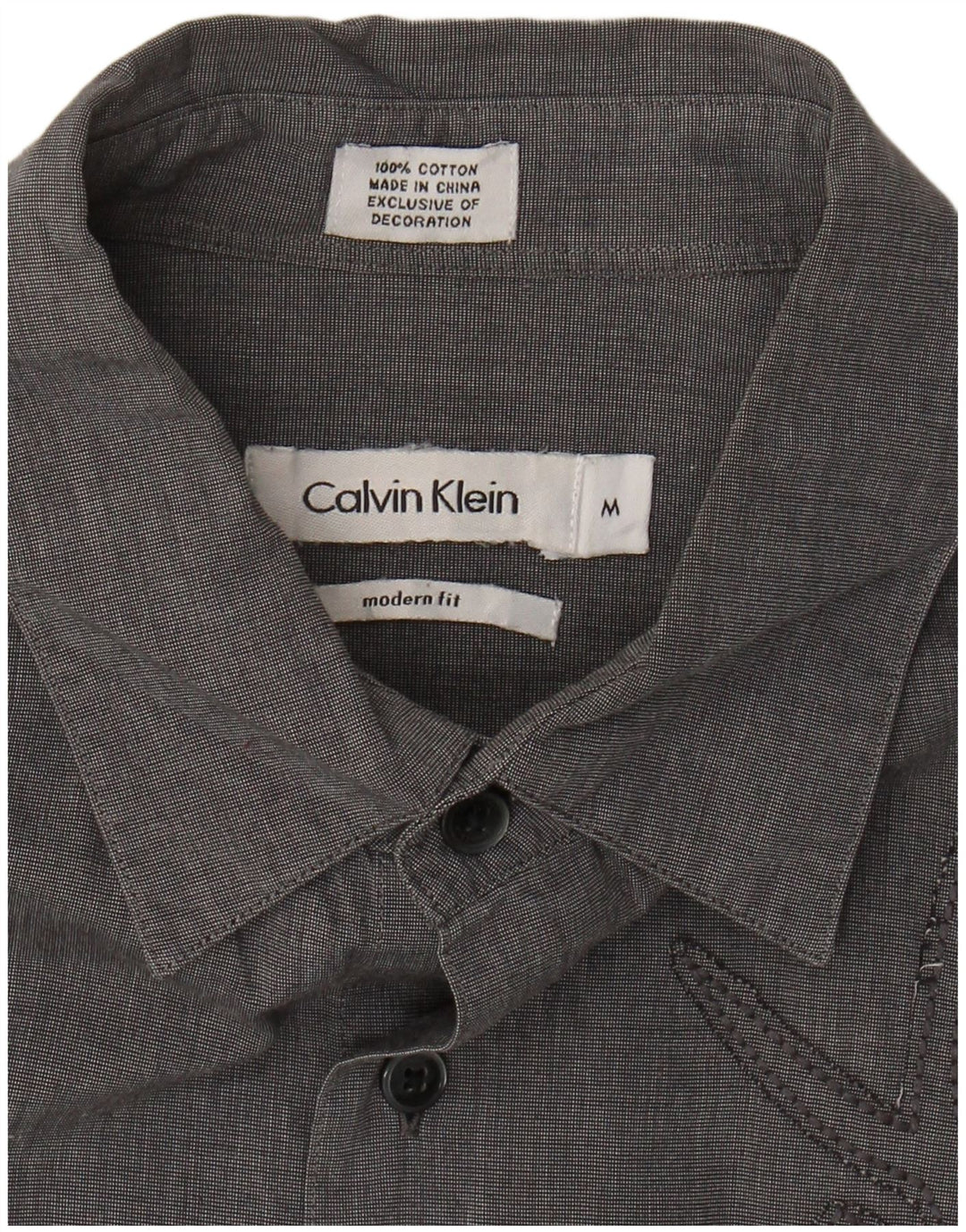 Camisa masculina CALVIN KLEIN Modern Fit algodão cinza médio