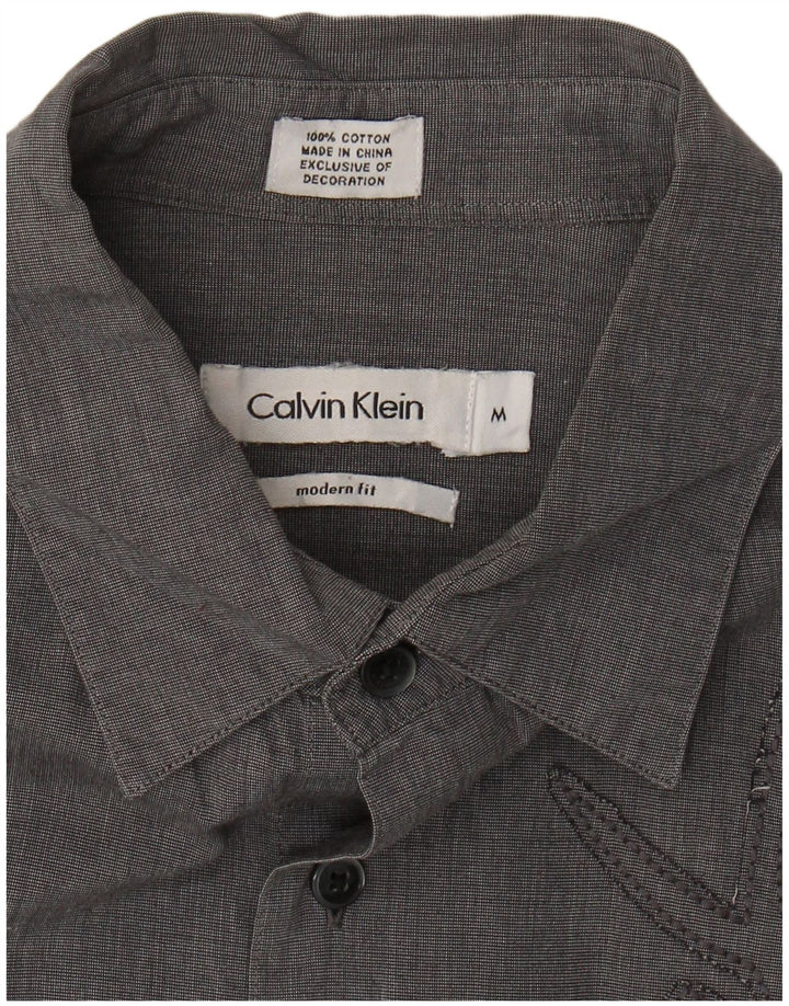 Camisa masculina CALVIN KLEIN Modern Fit algodão cinza médio