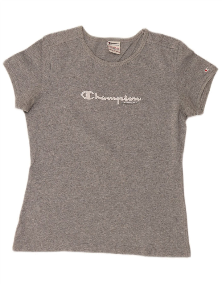 Camiseta feminina CHAMPION Heritage Classics com estampa UK 14 grande cinza
