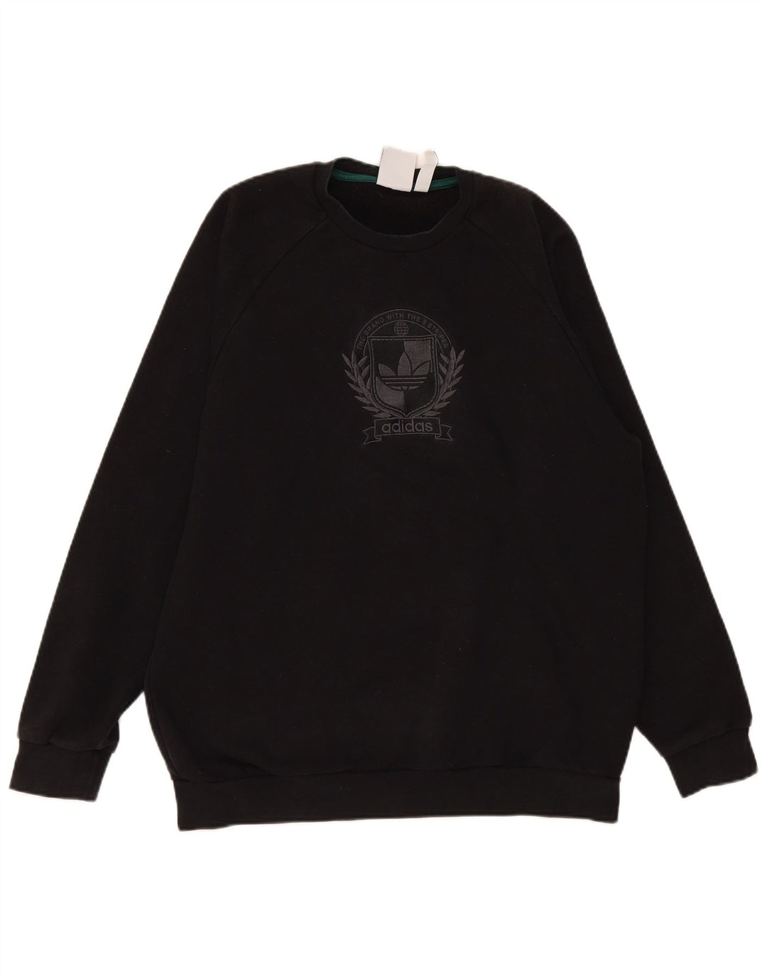 Adidas Mens Graphic Moletom Jumper Grande Algodão Preto