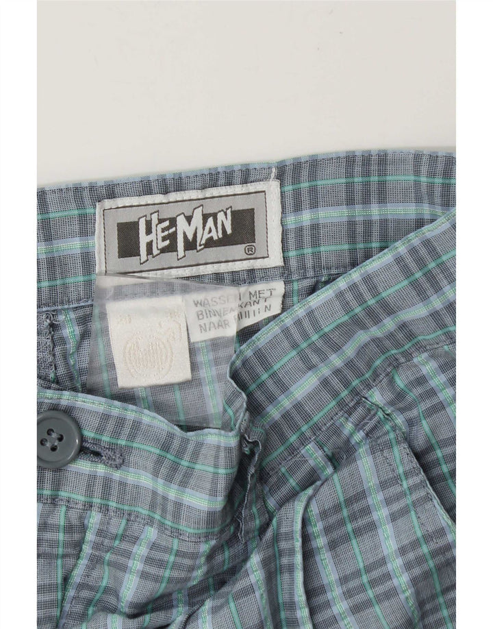 Calça Chino Pegged Masculina Vintage W29 L31 Poliéster Azul Check