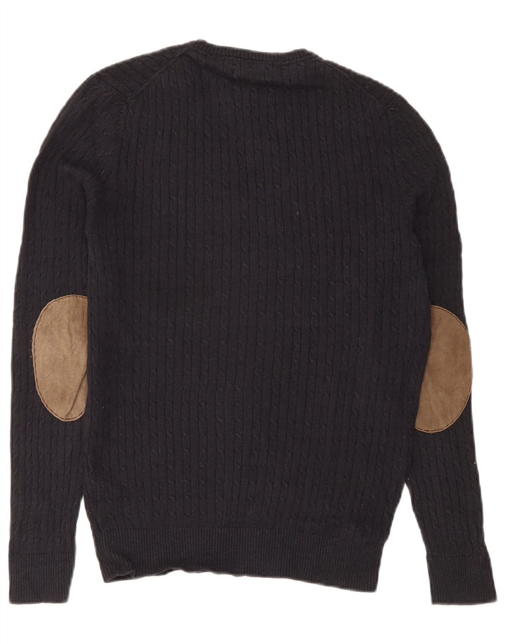 Suéter masculino Massimo Dutti com decote em V médio algodão azul marinho