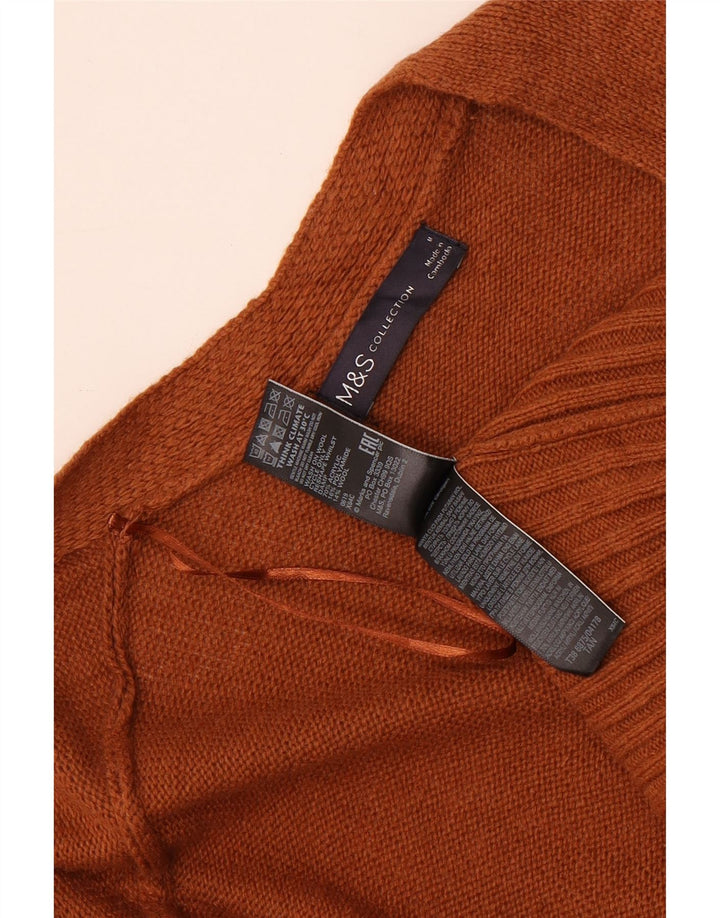 Marks & Spencer Suéter feminino Longline Open Cardigan Reino Unido 14 Médio Marrom
