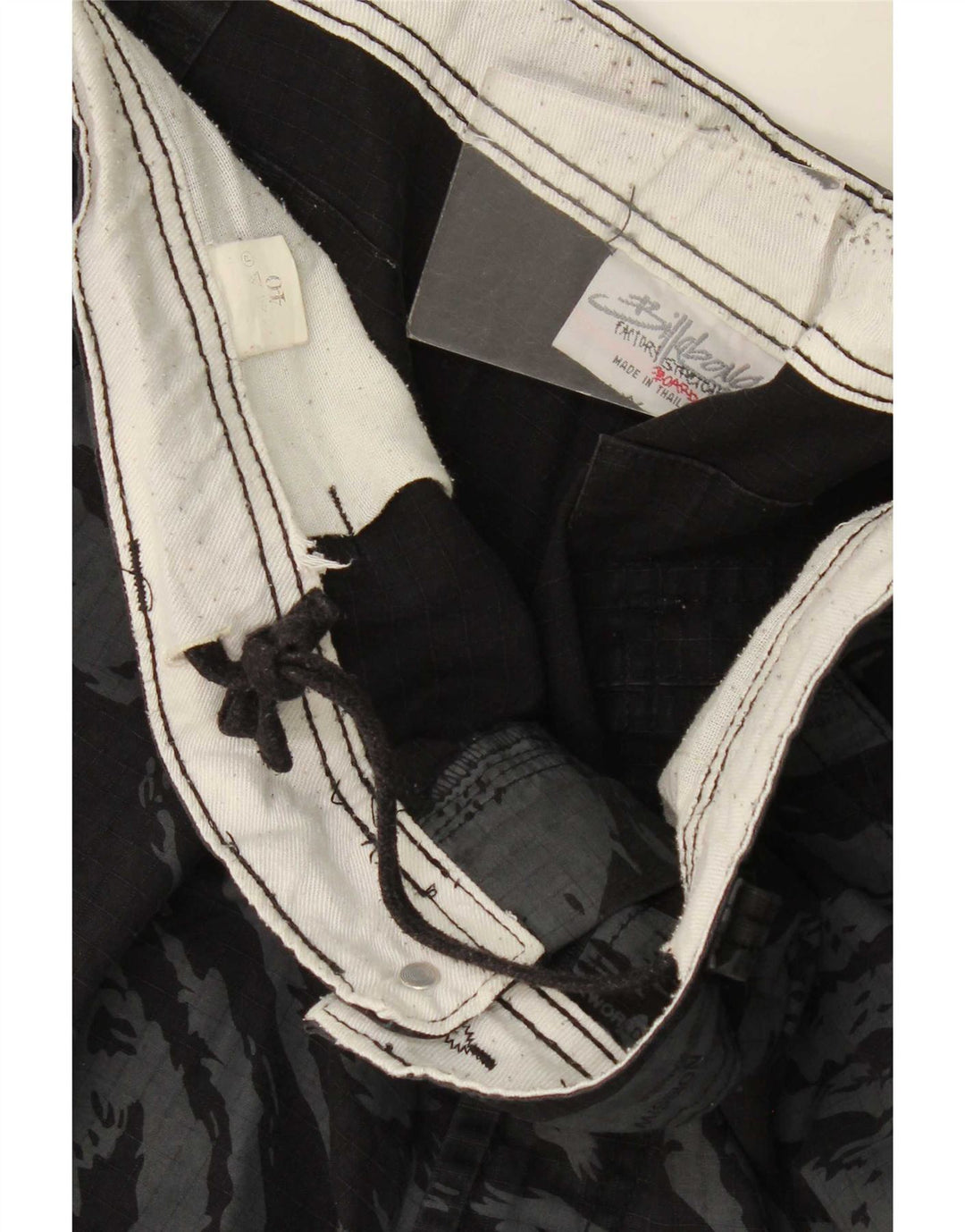 Billabong masculino gráfico cargo shorts W40 XL camuflagem cinza