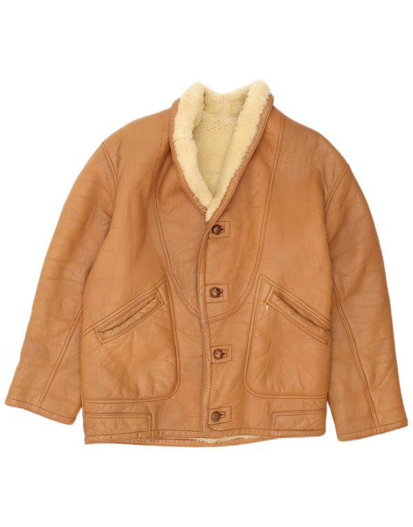 Jaqueta masculina vintage Shearling UK 40 grande marrom