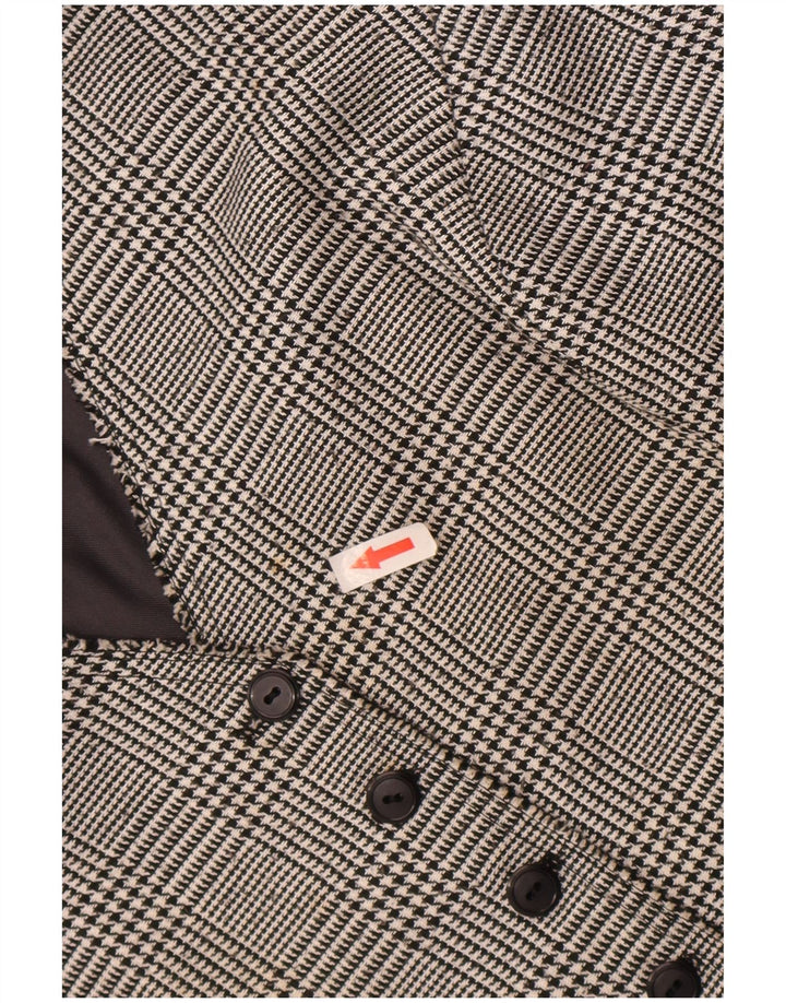 Colete feminino vintage Reino Unido 16 grande houndstooth cinza