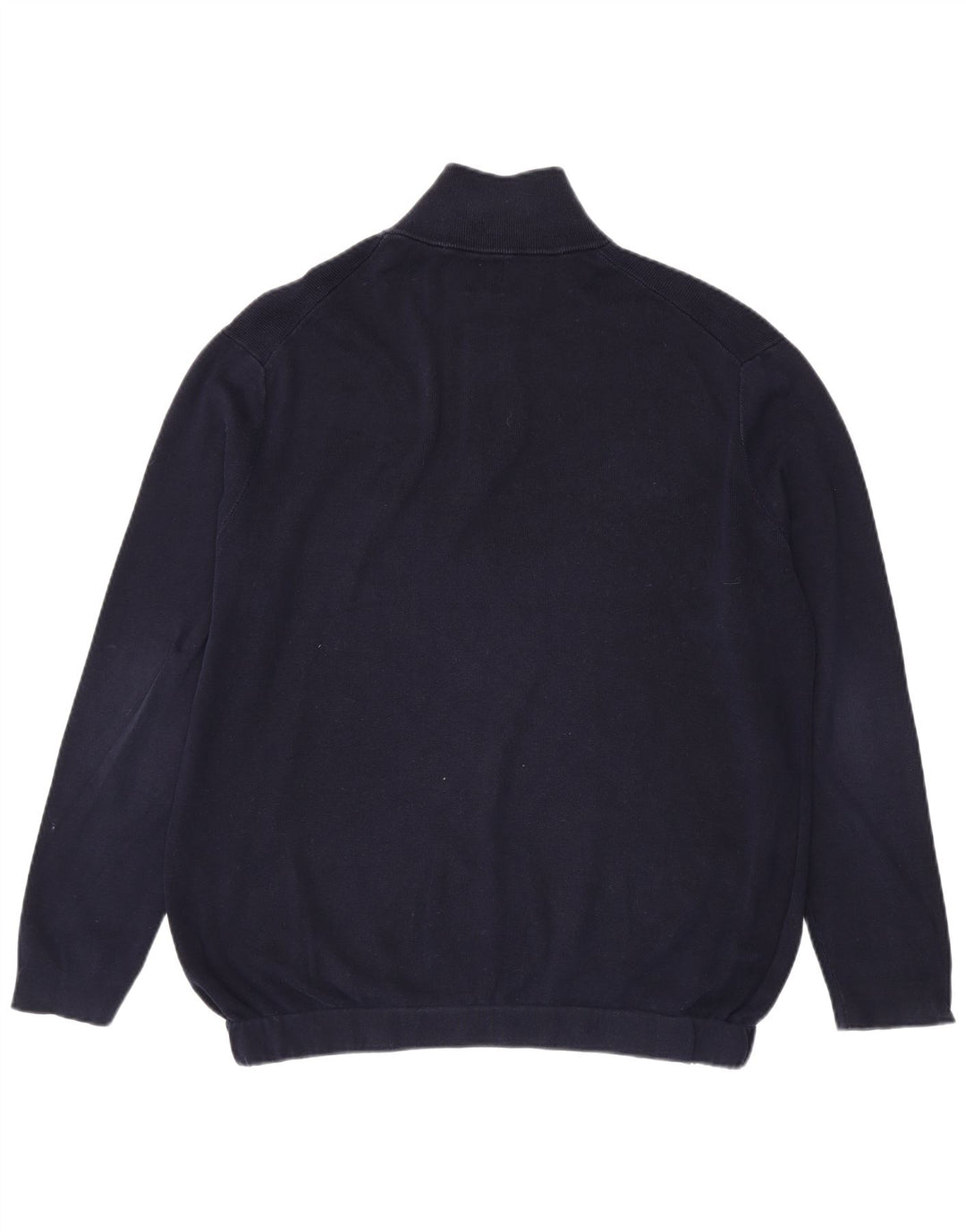Suéter masculino Zara com zíper e gola grande de algodão azul marinho
