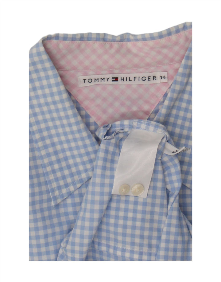 Camisa Tommy Hilfiger Feminina UK 14 Grande Algodão Gingham Azul