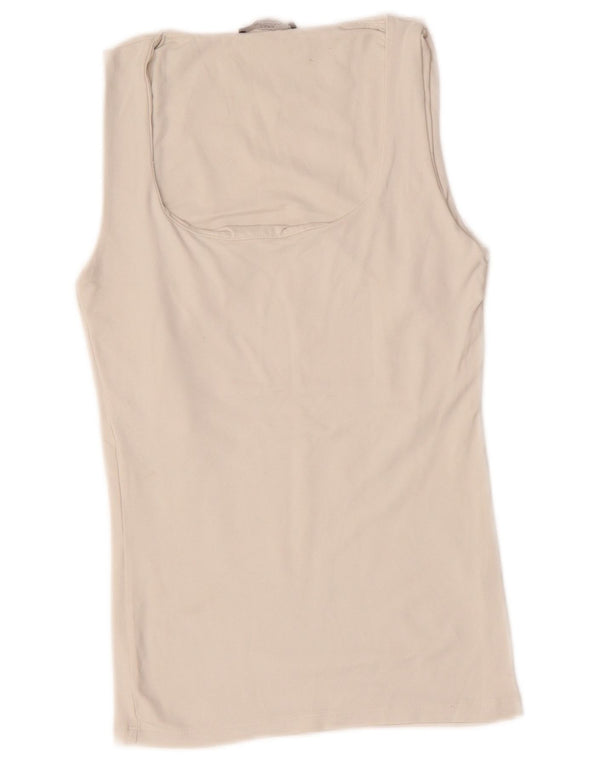 Zara Womens Vest Top UK 8 Pequeno Branco