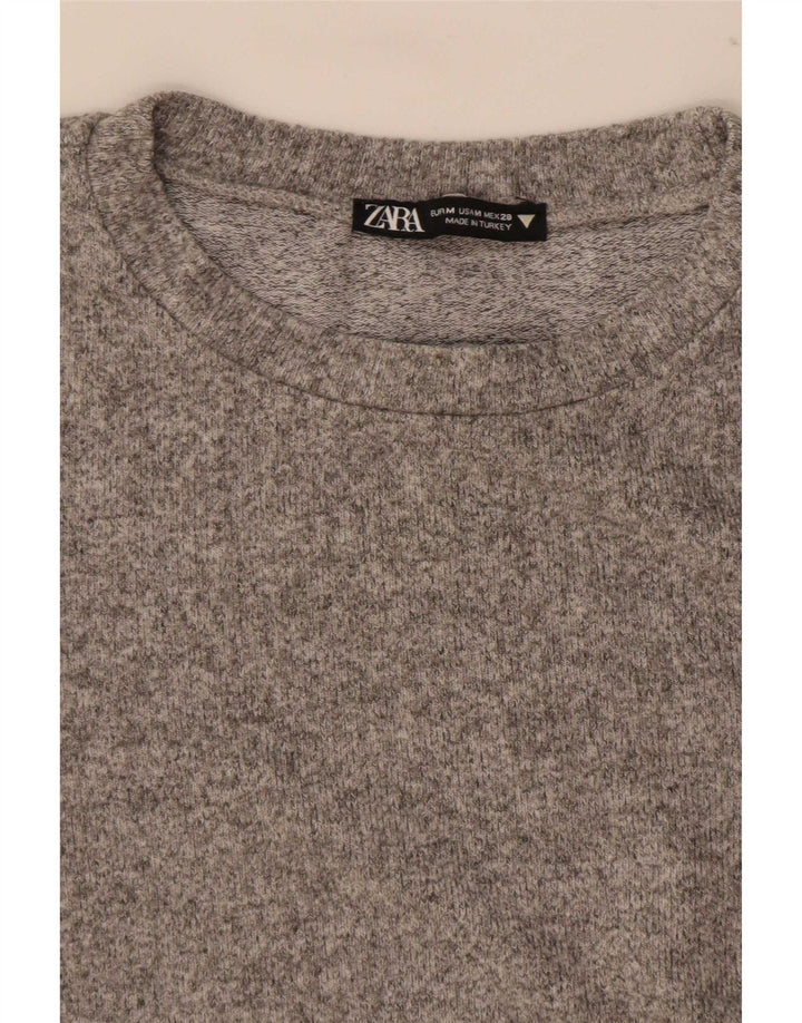 Blusa feminina Zara UK 12 cinza médio manchado