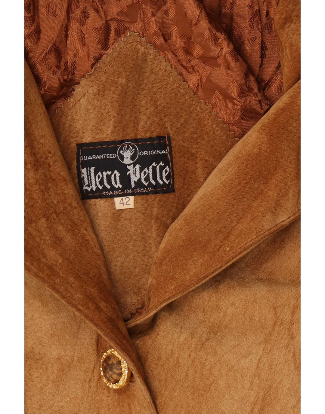 Sobretudo de camurça superdimensionado feminino vintage IT 42 estampa animal marrom médio
