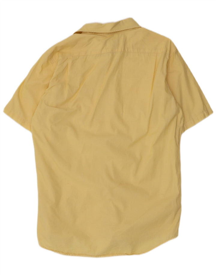 Lacoste camisa masculina de manga curta tamanho 40 algodão amarelo médio
