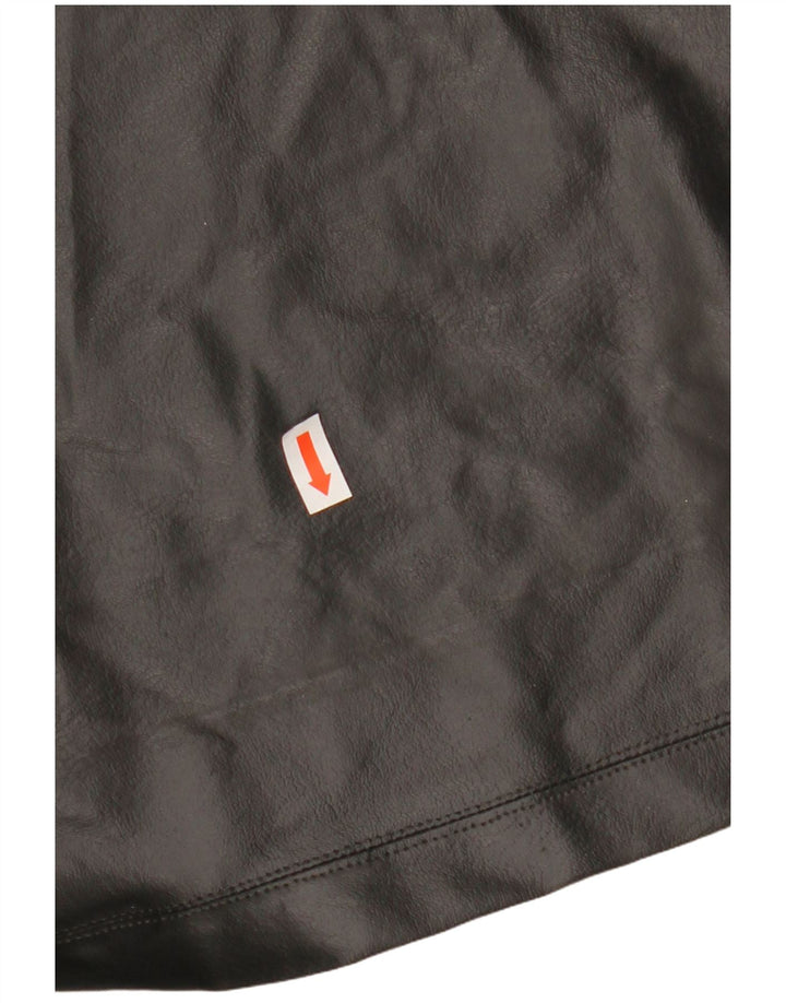 Casaco de couro feminino VINTAGE UK 12 bloco colorido preto médio