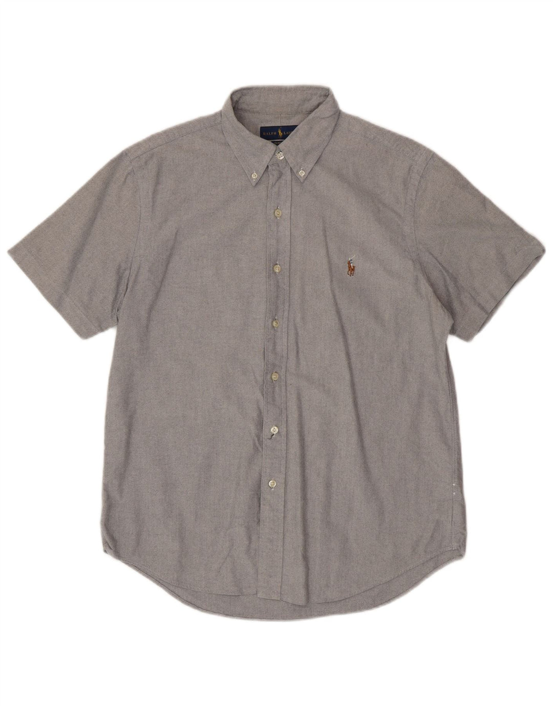 RALPH LAUREN Camisa masculina de manga curta clássica de algodão cinza médio