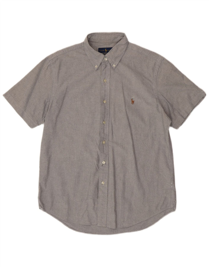 RALPH LAUREN Camisa masculina de manga curta clássica de algodão cinza médio