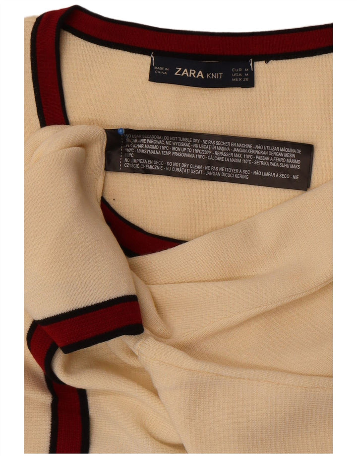 Suéter Zara Feminino Crop Cardigan UK 12 Médio Off White