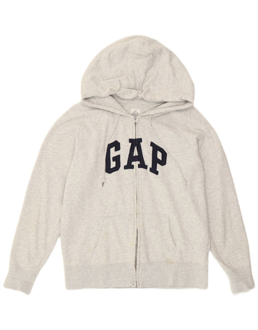 Suéter feminino Gap com capuz e zíper gráfico grande algodão cinza