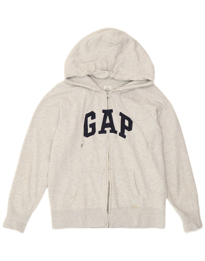 Suéter feminino Gap com capuz e zíper gráfico grande algodão cinza