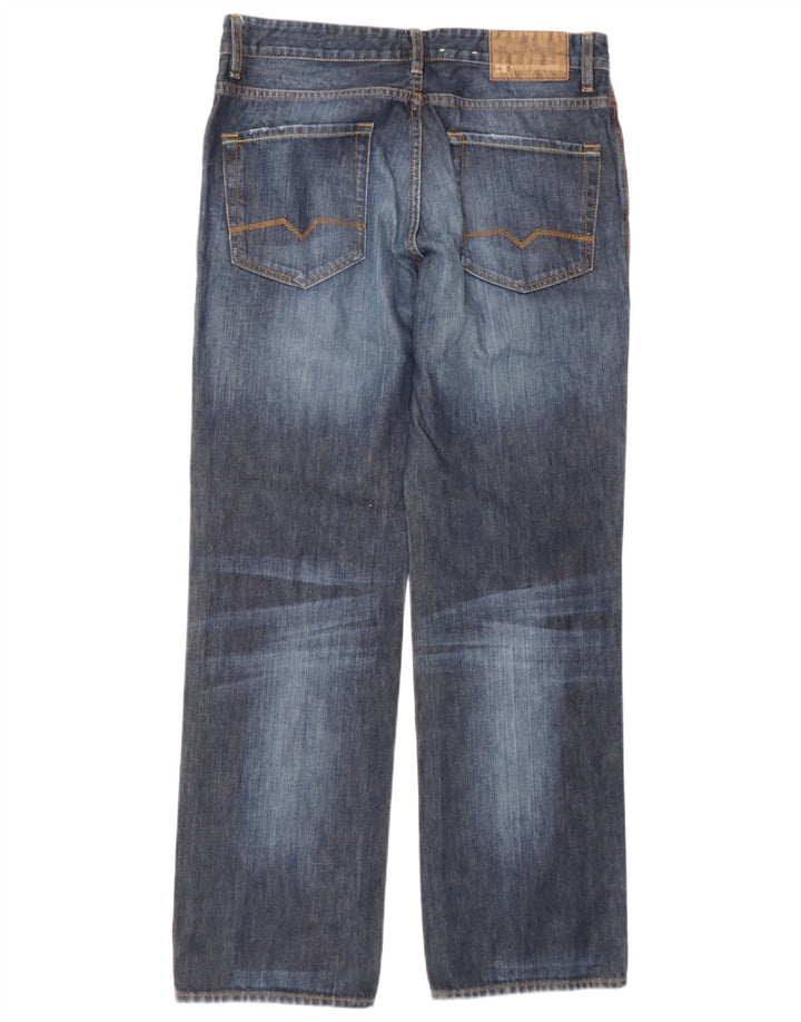 Hugo Boss Mens Straight Jeans W33 L32 Azul Marinho Algodão